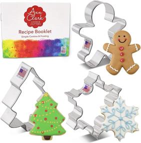 img 4 attached to 3-Piece Christmas Cookie Cutter Set: Snowflake, Gingerbread Man, & Christmas Tree, with Recipe Booklet – Made in USA by Ann Clark Cookie Cutters