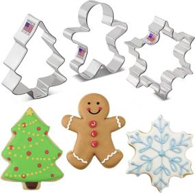 img 3 attached to 3-Piece Christmas Cookie Cutter Set: Snowflake, Gingerbread Man, & Christmas Tree, with Recipe Booklet – Made in USA by Ann Clark Cookie Cutters