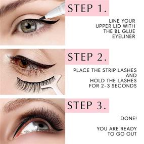 img 3 attached to 👁️ BL Lash Glue Eyeliner - Long-lasting Self-Adhesive Formula for False Lashes, Strong Bond, Mess-free, 24-Hour Retention