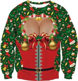 img 2 attached to 🎄 RAISEVERN Unisex Ugly Christmas Sweatshirt Funny Design Pullover Sweater for Xmas Holiday Party - Enhanced SEO