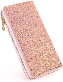 img 4 attached to 💫 Sparkling Glitter Wallet for Women: Shiny Handbag, Long Purse, Elegant Clutch, Ladies Card Holder