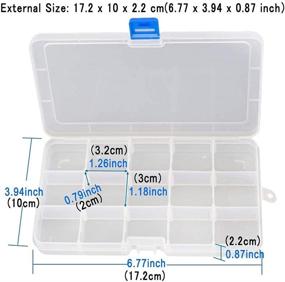 img 2 attached to 📦 Qualsen 4 Pack Clear Plastic Compartment Box with Adjustable Dividers, Craft Tackle Organizer Storage Containers with 15 Grids