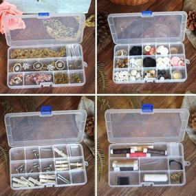 img 1 attached to 📦 Qualsen 4 Pack Clear Plastic Compartment Box with Adjustable Dividers, Craft Tackle Organizer Storage Containers with 15 Grids