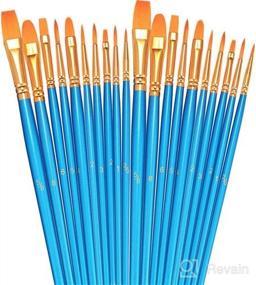img 5 attached to 🖌️ BOSOBO Paint Brushes Set - 2 Packs of 20 Round Pointed Tip Nylon Hair Artist Acrylic Paint Brushes for Acrylic Oil Watercolor, Face Nail Art, Miniature Detailing & Rock Painting - Black