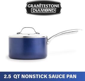 img 3 attached to 🍳 Granitestone Blue 2.5 Quart Saucepan: Ultra Nonstick, Durable Mineral Derived Surface, Diamond Reinforced, Stay Cool Handles, Tempered Glass Lid