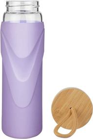 img 3 attached to 💜 Origin - Top-Rated 32 Ounce BPA-Free Glass Water Bottle with Silicone Sleeve and Bamboo Lid - Dishwasher Safe, Lavender Color