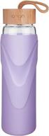 💜 origin - top-rated 32 ounce bpa-free glass water bottle with silicone sleeve and bamboo lid - dishwasher safe, lavender color логотип