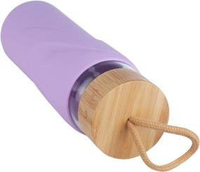 img 2 attached to 💜 Origin - Top-Rated 32 Ounce BPA-Free Glass Water Bottle with Silicone Sleeve and Bamboo Lid - Dishwasher Safe, Lavender Color