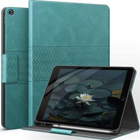 img 4 attached to 📱 auaua iPad 10.2 9th/8th/7th Generation Case: Vegan Leather with Pencil Holder & Auto Sleep/Wake Smart Cover in Green