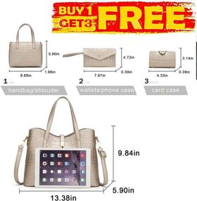 img 1 attached to 👜 Стильный и водонепроницаемый набор сумок-сатчелей из 4 штук для женщин - дизайнерские сумки-плечики в стиле хобо