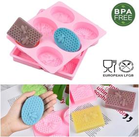 img 1 attached to 🐝 Premium 2 Pcs SJ 3D Bee Silicone Molds: Honeycomb Soaps, Cake, Candle & Resin Mold for Homemade Craft - Oval & Square, Pink