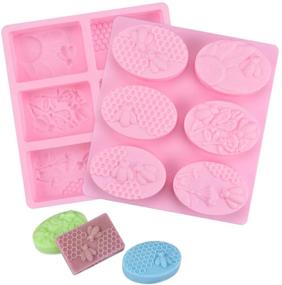 img 4 attached to 🐝 Premium 2 Pcs SJ 3D Bee Silicone Molds: Honeycomb Soaps, Cake, Candle & Resin Mold for Homemade Craft - Oval & Square, Pink