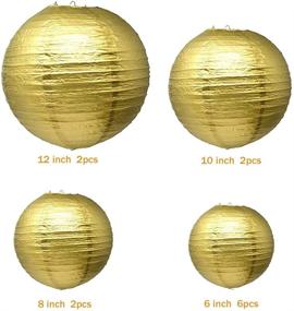 img 3 attached to 🔆 Sonnis Round Paper Lanterns 12inch 10inch 8inch 6inch Size for Birthday Wedding Christmas Party Decorations (1-Pack of 12) in Gold