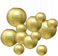 🔆 sonnis round paper lanterns 12inch 10inch 8inch 6inch size for birthday wedding christmas party decorations (1-pack of 12) in gold логотип