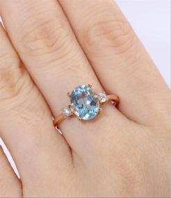 img 2 attached to 💎 Duan Fashion Jewelry 14k Gold Filled Natural Aquamarine Crystal Ring- Blue Topaz Gemstone, Size 7 Wedding Engagement Ring for Women