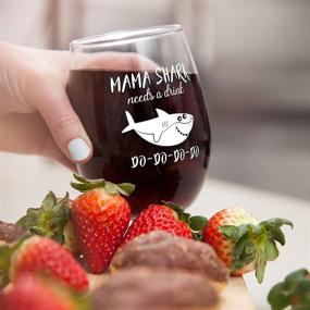 img 3 attached to 🦈 Mama Shark Thirsts for a Drink - Funny Shark Gifts for Moms, Novelty Wine Glass Cup with Sayings, Perfect Party Accessories for Mothers and Friends - 15 oz Stemless Wine Glasses