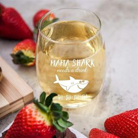 img 2 attached to 🦈 Mama Shark Thirsts for a Drink - Funny Shark Gifts for Moms, Novelty Wine Glass Cup with Sayings, Perfect Party Accessories for Mothers and Friends - 15 oz Stemless Wine Glasses
