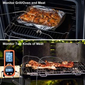 img 2 attached to 🔥 Wireless Meat Thermometer with Dual Probes for Safe and Accurate Cooking - Remote Digital Instant Read Thermometers for Oven, Grill, BBQ, and more - Alert & Timer - 500FT Range