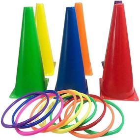 img 1 attached to 12-Piece Plastic Ring Toss Game Set for Kids - Outdoor Toss Rings for Speed, Agility, and Fun Practice Games, Assorted Colors (4.7 inch)