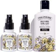 🍊 poo-pourri original citrus refill bottle - 9 oz. and (2) refillable bottles - original citrus - 1.4 oz. each logo