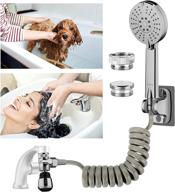 kitchen-bathroom-utility sink faucet sprayer attachment - shower head to bathtub/garden for pet dog rinse & hair washing & baby bath, recoil hose replacement for moen, kohler, delta, american standard logo