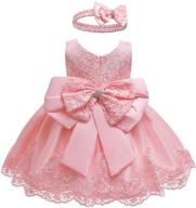 👶 lzh baby girls backless lace ruffle dress with headwear, bowknot flower, suitable for pageants, parties, and weddings logo