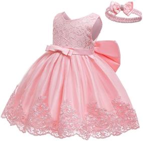 img 2 attached to 👶 LZH Baby Girls Backless Lace Ruffle Dress with Headwear, Bowknot Flower, Suitable for Pageants, Parties, and Weddings