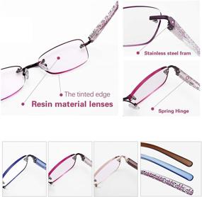 img 2 attached to 👓 FEIVSN 3-Pack Rimless Reading Glasses for Women, Lightweight Spring Hinge Readers, Elegant Artistic Eyeglasses with UV 400 Protection