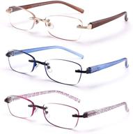 👓 feivsn 3-pack rimless reading glasses for women, lightweight spring hinge readers, elegant artistic eyeglasses with uv 400 protection logo