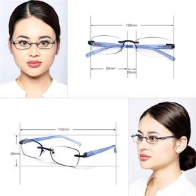 img 3 attached to 👓 FEIVSN 3-Pack Rimless Reading Glasses for Women, Lightweight Spring Hinge Readers, Elegant Artistic Eyeglasses with UV 400 Protection