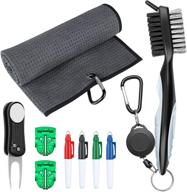 🏌️ 9 in 1 golf accessories set: xaegis gt13 golf towel, club cleaning brush with magnet divot tool, golf ball liners, and pens логотип