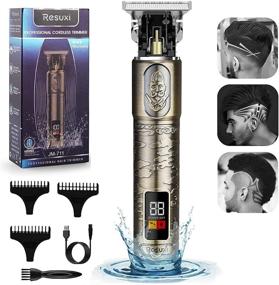 img 4 attached to 🔥 RESUXI Professional Men's Hair Clippers: Cordless Zero Gapped Trimmers with Pro Li T Blade, Waterproof Edgers, Liners Clippers for Men – French Trimmer, Detail Beard Shaver with LED Display in Gold Knight