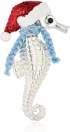 🎅 rarelove seahorse hippocampus santa christmas pins: festive silver plated animal brooches for women and girls logo