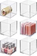 🗄️ mdesign clear plastic makeup organizer for bathroom drawers - compact storage solution for beauty palettes, lipstick, jewelry, and hair accessories - 6 pack logo