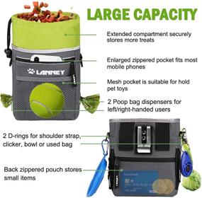 img 1 attached to 🐾 LANNEY Dog Training Treat Pouch with Metal Clip, Waist Belt, Shoulder Strap & Poop Bag Dispenser - Carry Kibble Snacks Toys for Reward Walking, Ideal for Small to Large Dogs