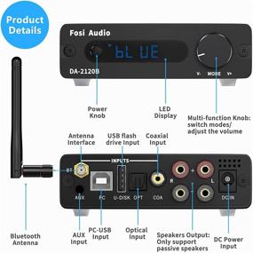 img 3 attached to Fosi Audio Bluetooth 5.0 Stereo Audio 2.0 Channel Receiver Amplifier Mini HiFi Class D Integrated Amp with Remote Control 100W x2 - DA2120B