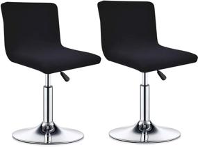 img 4 attached to Deisy Dee Black Dining Room Chair Covers, Pack of 2, Bar Stool Slipcovers, Barstool Chair Protectors - C176