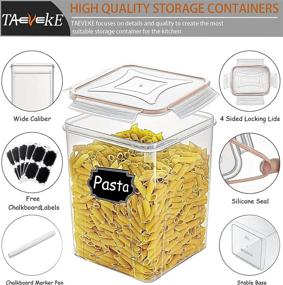 img 1 attached to 🍱 TAEVEKE 4PCS Airtight Food Storage Containers - 5.2L/175oz BPA Free, Ideal for Organizing Kitchen Pantry, Plastic Canisters for Sugar, Flour, Snack, Baking Supplies