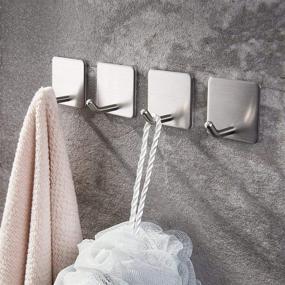 img 3 attached to YIGII Towel Hooks/Bathroom Hook - Self Adhesive Stainless Steel Hooks for Kitchen/Bathroom/Office - Pack of 4