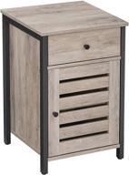 industrial style nightstand with drawer and shutter door, adjustable shelf - vasagle lowell bedside table in greige and black, metal frame - ulet063b02 логотип