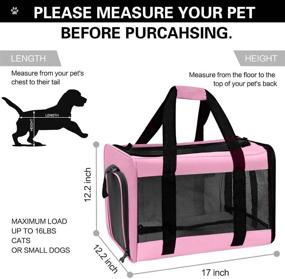img 3 attached to 🐾 VIEFIN Pet Carrier - Airline Approved for Small Medium Cats and Dogs, Collapsible Soft-Sided Cat Carrier for 16 lbs Pets - Ideal Pet Travel Carrier for Cats, Dogs, Puppies, and Kittens