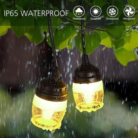 img 2 attached to 🌈 Enhance Your Outdoor Space with Halussoer LED Color Changing Waterproof Patio String Lights - 43Ft Music Sync with 14 Hanging RGB Dimmable Bulbs, 2 Remote Controls - Perfect for Patio, Yard, Porch, and Parties!