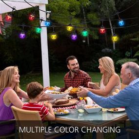 img 3 attached to 🌈 Enhance Your Outdoor Space with Halussoer LED Color Changing Waterproof Patio String Lights - 43Ft Music Sync with 14 Hanging RGB Dimmable Bulbs, 2 Remote Controls - Perfect for Patio, Yard, Porch, and Parties!