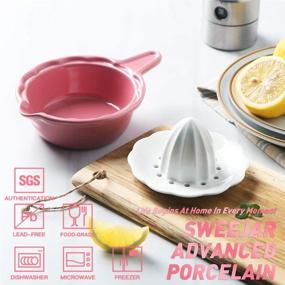 img 3 attached to 🍋 SWEJJAR Ceramic Citrus Juicer - Stoneware Lemon Squeezer with Detachable Bowl - 7 Ounce Manual Fruit Reamer (Pink)