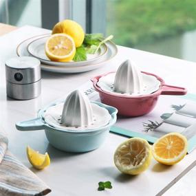 img 1 attached to 🍋 SWEJJAR Ceramic Citrus Juicer - Stoneware Lemon Squeezer with Detachable Bowl - 7 Ounce Manual Fruit Reamer (Pink)