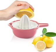 🍋 swejjar ceramic citrus juicer - stoneware lemon squeezer with detachable bowl - 7 ounce manual fruit reamer (pink) logo