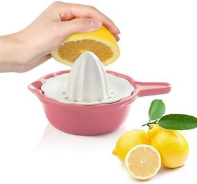 img 4 attached to 🍋 SWEJJAR Ceramic Citrus Juicer - Stoneware Lemon Squeezer with Detachable Bowl - 7 Ounce Manual Fruit Reamer (Pink)