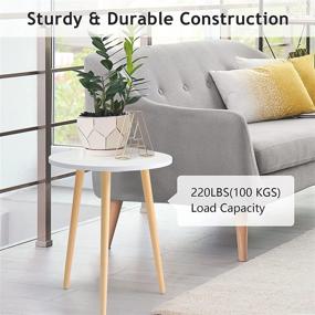 img 2 attached to 🏺 Haton Side Table, White Round Modern Home Decor Coffee Tea End Table for Living Room, Bedroom and Balcony, Easy Assembly (16.5 × 20.5 inches)