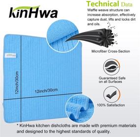 img 2 attached to 🍽️ KinHwa Kitchen Dish Rags - Soft Microfiber Dish Cloths for Fast Drying and Cleaning with Stripe - Set of 9, Blue/Green/Orange, 12x12 inch