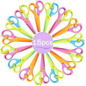 img 4 attached to 🔒 Pack of 15 Plastic Child Safety Scissors: Preschool Training Scissors with Ergonomic Handle for Kids, Ideal for Paper-Cut Activities in School or Office Supplies, Available in 4 Colors